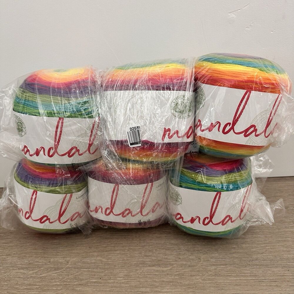 6 Pack Lion Brand Yarn Cakes Mandala Gnome 5.3oz 150g 590yd Each Same Dye Lot